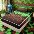 thumbnail image 1 of Erosebridal Nature Grass Soil Pixel Tile Zipper Full Size Comforter Sets with Fitted Sheet and 2 Pillowcases,Earth Tone Square Game Pattern Zipper Bedding Set,Moss Green Black,4pcs,Reversible, 1 of 6