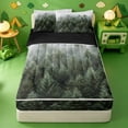thumbnail image 1 of Erosebridal Nature Zipper Twin Comforter Sets with Fitted Sheet and 2 Pillowcases,Misty Pine Tree Zipper Bedding Set For Adults,Black Reversible,4pcs, 1 of 7