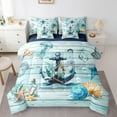 thumbnail image 1 of Erosebridal Nautical Anchor Bedding Sets Queen Size, Coastal Beach Starfish Conch Comforter Sets with Sheets, Lightweight 7pcs, 1 of 5