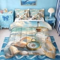 thumbnail image 1 of Erosebridal Nautical Coastal 7 Pieces Bedding Comforter Set,Summer Vocation Cute Sea Seashell Full Bedding Set For Kids Girls,Reversible, 1 of 7