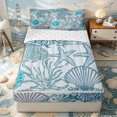 thumbnail image 1 of Erosebridal Nautical Fish Pattern Zipper Twin Comforter Sets with Fitted Sheet and 2 Pillowcases,Vintage Shell Reef Print Zipper Bedding Set,Cyan Blue Grey,Reversible, 1 of 3