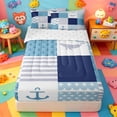 thumbnail image 1 of Erosebridal Nautical Patchwork Anchor Zipper Full Size Comforter Sets with Fitted Sheet and 2 Pillowcases,Striped Whale Cross Zipper Bedding Set For Boys,Reversible,4-Piece, 1 of 7