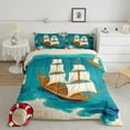 thumbnail image 1 of Erosebridal Nautical Sailboat Bedding Sets Twin with Comforter, Cartoon Marine Sea Beach Duvet Insert Breathable 2 Pieces, 1 of 6