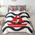 thumbnail image 1 of Erosebridal Nautical Sailboat Bedding Twin Size, Rustic Farmhouse Comforter Sets with Sheets, Black Wave Stripe Duvet Set, Lightweight Bedroom Decorative, Reversible 7-Piece, 1 of 5