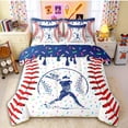 thumbnail image 1 of Erosebridal Navy Blue Dripping Baseball Stitch & Batter Silhouette Graphic Bedding Comforter Set 7 Pieces, Sport Graphic Full Bedding Set for Boys And Girls Kids,Super Cozy Room Decor, 1 of 6