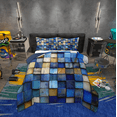 thumbnail image 1 of Erosebridal Navy Blue Grid Buffalo Bedding Sets Full with Comforter, Geometry Brown Plaid Checkered Duvet Insert, Reversible 3-Piece, 1 of 7
