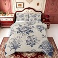 thumbnail image 1 of Erosebridal Navy Floral Line Art Full Size Comforter Sets,Elegant Botanical Sketch Bedding Comforter Set,3-Piece,1 Comforter and 2 Pillowcases,Light Gray Reversible, 1 of 7
