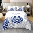 thumbnail image 1 of Erosebridal Navy Flower 100% Cotton Comforter Cover Queen,Dahlia Floral Bedding Queen Size,Inspirational Quotes 100% Cotton DuvetFor Men Women,Breathable Bedroom Decor,3 Pieces（No Comforter）, 1 of 9