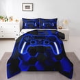 thumbnail image 1 of Erosebridal Navy Gamepad Comforter Sets Twin Size, Modern Video Game Comforters & Duvets, Honeycomb Reversible Duvet Insert, Super Cozy Bedroom Decorative, 2 Pieces, 1 of 7