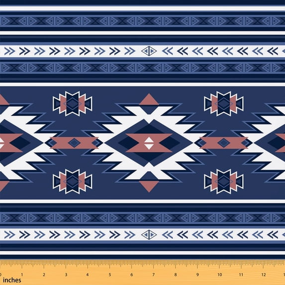 Erosebridal Navy Pink Aztec Fabric by the Yard 3 Yards, Tribal Geometric Stripe Room Decor Fabric by the Yard