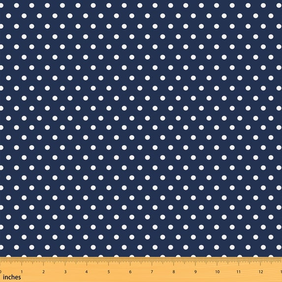Erosebridal Navy Polka Dot Fabric by the Yard 1 Yard, White Circle Pattern Home Decor Fabric by the Yard