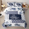 thumbnail image 1 of Erosebridal Navy Tractor Quilt King for Boys Men, Cartoon Truck Car Print King Coverlet Set, 3-Piece, 1 of 7