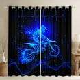 thumbnail image 1 of Erosebridal Neon Dirt Bike Curtains for Living Room, Speed Sports 30%-50% Blackout Curtains Set of 2 (38x45), Speed Game Decor, 1 of 5
