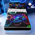 thumbnail image 1 of Erosebridal Neon Galaxy Game Controller Zipper Full Size Comforter Sets with Fitted Sheet and 2 Pillowcases for Boys Men, Glowing Hexagon Zipper Bedding Set, Gamepad Reversible, 4 Pieces, 1 of 7