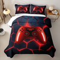 thumbnail image 1 of Erosebridal Neon Game controller Twin Quilt Set for Boys Men, Red Black Hexagon Print Twin Coverlet Set, 2-Piece, 1 of 7