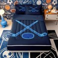 thumbnail image 1 of Erosebridal Neon Hockey Pattern Zipper Full Size Comforter Sets with Fitted Sheet and 2 Pillowcases,Glow Line Print Zipper Bedding Set,Navy Blue,Navy Blue Reversible, 1 of 4