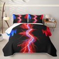 thumbnail image 1 of Erosebridal Neon Nature Lightning Twin Quilt Set for Boys Men, Red Blue Glowing Lines Twin Coverlet Set, 2 Pieces, 1 of 4