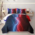 thumbnail image 1 of Erosebridal Neon Nature Lightning Twin Quilt Set for Boys Men, Red Blue Glowing Lines Twin Coverlet Set, 2 Pieces, 1 of 7