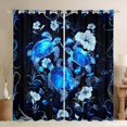 thumbnail image 1 of Erosebridal Neon Sea Turtle Curtains Pack of 2 (42x84 Each), Black Blue Flower Curtains Blackout, 1 of 6