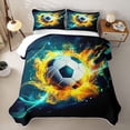 thumbnail image 1 of Erosebridal Neon Soccer Sport Quilt King for Boys Men, Orange Flame Print King Coverlet Set, 3-Piece, 1 of 7
