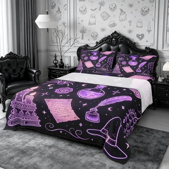 Erosebridal Neon Witch Queen Sheets 4 Pieces,Magic Symbols Queen Sheet ...