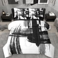 thumbnail image 1 of Erosebridal Neutral Art 7 Pieces Bedding Comforter Set,Modern Stripe Aesthetic Full Bedding Set For Teens,Reversible, 1 of 7