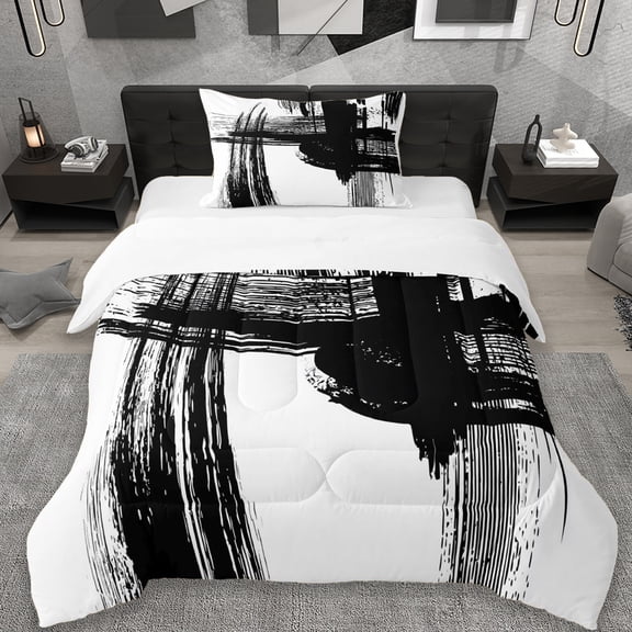 Erosebridal Neutral Art Twin Comforter Sets,Modern Stripe Aesthetic Bedding Set For Teens 2pcs