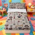 thumbnail image 1 of Erosebridal Neutral Woof Dog Paw Print Zipper Twin Comforter Sets with Fitted Sheet and 2 Pillowcases,Bone Letter Accent Zipper Bedding Set For Boys,Reversible,4-Piece, 1 of 7