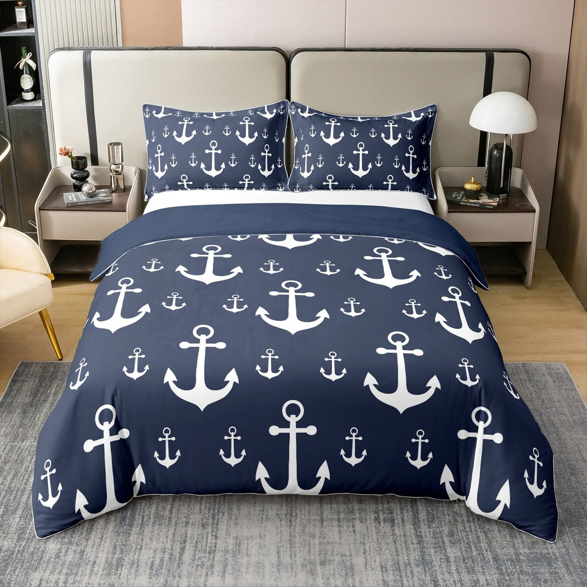 Ocean Anchor 3-Piece Quilted Bedding Set NCU0TH2448
