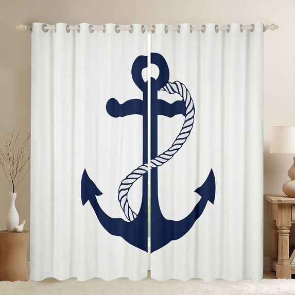 Erosebridal Ocean Anchor Curtains for Living Room For Teens,Nautical Theme Curtains and Drapes (42Wx84L),Sea Room Decorative
