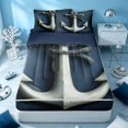 thumbnail image 1 of Erosebridal Ocean Anchor Zipper Full Size Comforter Sets with Fitted Sheet and 2 Pillowcases, Coastal Lodge Cabin Zipper Bedding Set, Navy Reversible, 1 of 7