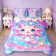 thumbnail image 1 of Erosebridal Ocean Animal Axolotl 7-Piece Bedding Comforter Set,Pink Kawaii Salamander King Bedding Sets For Girl,Reversible, 1 of 7