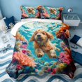 thumbnail image 1 of Erosebridal Ocean Animal Bed Spread Queen, Coastal Dog Queen Coverlet Set, Polka Dots Reversible 3 Pieces, 1 Quilt and 2 Pillowcases, 1 of 7