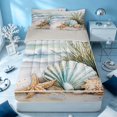 thumbnail image 1 of Erosebridal Ocean Animal Zipper Queen Comforter Set with Fitted Sheet and 2 Pillowcases, Sea Seashell Starfish Zipper Bedding Set, Gray Reversible, 1 of 7