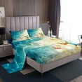thumbnail image 1 of Erosebridal Ocean Bed Sheets Set Twin Beach Fitted Sheets Coastal Nature Theme Pattern Teal Flat Sheet Hawaiian Top Sheet Sea Wave Animals Starfish Sheet Set 1 Pillow Case,Blue Room Decor, 1 of 3