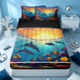 thumbnail image 1 of Erosebridal Ocean Dolphin Zipper Full Size Comforter Sets with Fitted Sheet and 2 Pillowcases, Sea Animal Zipper Bedding Set, Black Reversible, 1 of 7