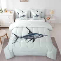 Erosebridal Ocean Fish Bedding Twin Size, 3D Sealife Print Bed in a Bag Twin size, Animal Decor, Reversible 7 Pieces
