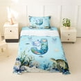 thumbnail image 1 of Erosebridal Ocean Jellyfish Turtle Print Twin Sheet Sets,First Letter J Blue Cute Axolotl Bedding For Kids 3pcs, 1 of 6