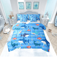 thumbnail image 1 of Erosebridal Ocean Life Comforter Set 7 Piece,Cartoon Shark Whale Bedding Set Twin,Colorful Underwater World Bed in a Bag,Abstract Geometric Sea Wave Sheets,Starfish Sea Animals Fitted Sheet,Blue, 1 of 5