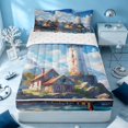thumbnail image 1 of Erosebridal Ocean Lighthouse Zipper Twin Comforter Sets with Fitted Sheet and 2 Pillowcases, Sea Zipper Bedding Set, Reversible, 1 of 7