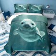 thumbnail image 1 of Erosebridal Ocean Manatee Twin Quilt Set, Sea Animal Twin Coverlet Set, Reversible 2 Pieces, 1 Bedspread and 1 Pillowcase, 1 of 7