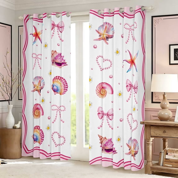 Erosebridal Ocean Rainbow Shell Bow Kitchen Curtains for Girls, Beach ...