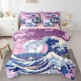 thumbnail image 1 of Erosebridal Ocean Sea Waves Bedding Sets Twin Size,Japanese Style Comforter Sets with Sheets,Moon Snow Mountain Pink Cherry Blossom Bed in a Bag Twin Size,Breathable Bedroom Decor Reversible,7-Piece, 1 of 6