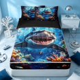 thumbnail image 1 of Erosebridal Ocean Shark Zipper Twin Comforter Sets with Fitted Sheet and 2 Pillowcases, Sea Fish Zipper Bedding Set, Black Reversible, 1 of 7