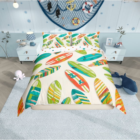 Erosebridal Ocean Surfing Comforter Cover Twin,Summer Holiday Bedding Twin Size,Sea Beach Duvet Cover Twin,Ultra Soft Teen Bedroom Decor,Reversible,2-Piece(No Comforter)
