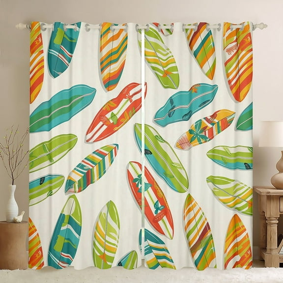 Erosebridal Ocean Surfing Curtains and Drapes (38Wx54L),Summer Holiday 30%-50% Blackout Curtains for Bedroom,Sea Beach Curtains Pack of 2 (38Wx54L),Teen Bedroom Decor