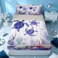 thumbnail image 1 of Erosebridal Ocean Turtle Zipper Queen Comforter Set with Fitted Sheet and 2 Pillowcases, Sea Animal Zipper Bedding Set, Gray Reversible, 1 of 7