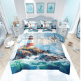 thumbnail image 1 of Erosebridal Ocean Wave Comforter Set King 7 Piece Nautical Decor Marine Bed in a Bag,Lighthouse Beach Coastal Bedding Set(1 Comforter,1 Fitted Sheet,1 Flat Sheet,2 Pillowcases,2 Throw Pillow Covers), 1 of 4