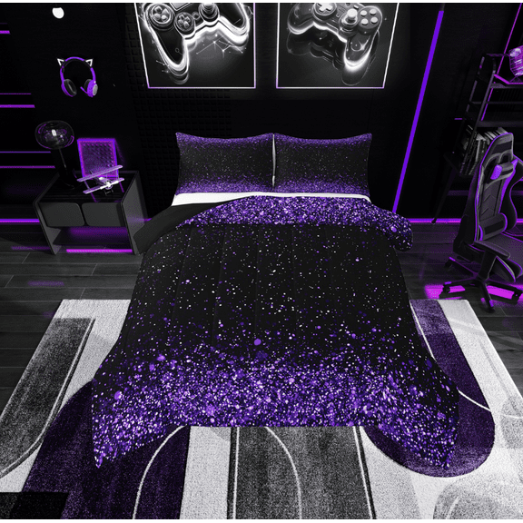 Erosebridal Sparkle Glitter Comforter Sets Queen Size,Sparkling Sequin Print Bedding Queen Comforter Set,Breathable Reversible Bedding Sets Queen with Comforter,Teenager Bedroom Decor,3 Pieces