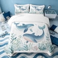 thumbnail image 1 of Erosebridal Ocean Whale Bed Spread Queen, Sea Animal Queen Coverlet Set, Reversible 3 Pieces, 1 Quilt and 2 Pillowcases, 1 of 7
